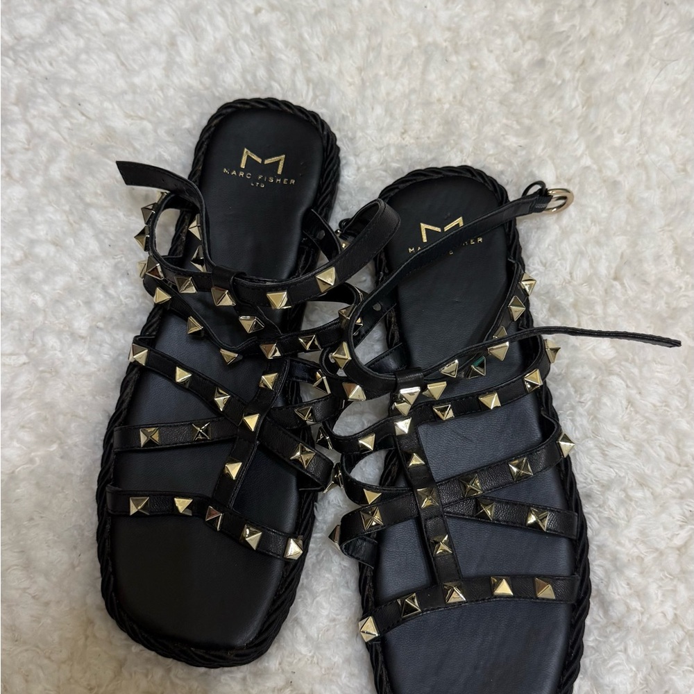 Marc Fisher Black Studded Sandals